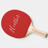 Raquette De Ping Pong Votre script blanc personnalisé en rouge (Côté)