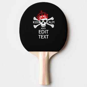 Raquette De Ping Pong Votre texte Gardez le calme Crossbones de couronne