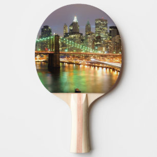 Raquette De Ping Pong Vue de Lower Manhattan et du pont de Brooklyn