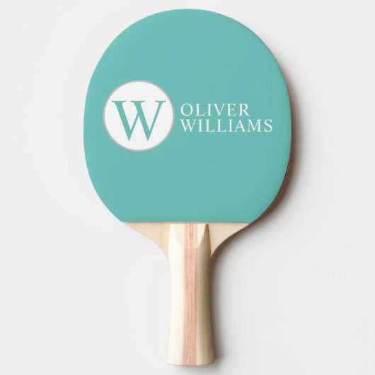 Raquette De Ping Pong W initial (modifiable) Monogramme circulaire Turqu (Devant)