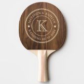 Raquette De Ping Pong Walnut Wood Wedding Monogram Star (Dos)