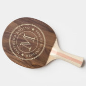 Raquette De Ping Pong Walnut Wood Wedding Monogram Star (Côté)