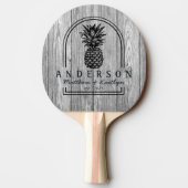 Raquette De Ping Pong Weathered Dark Gray Pineapple Wedding Arch & Name (Dos)