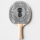 Raquette De Ping Pong Weathered Dark Gray Pineapple Wedding Crest & Name (Devant)