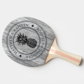 Raquette De Ping Pong Weathered Dark Gray Pineapple Wedding Crest & Name (Côté)