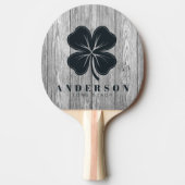 Raquette De Ping Pong Weathered Dark Gray Wood Four Leaf Clover withName (Devant)