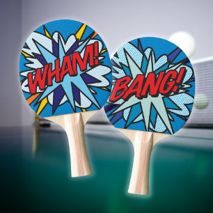 Raquette De Ping Pong WHAM BANG Fun Retro Comic Book Pop Art