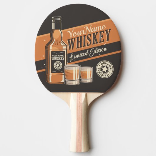 Raquette De Ping Pong Whiskey Liquor Bottle Western Bar (Devant)