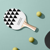 Raquette De Ping Pong White Minimalist Name Black Triangle Pattern