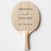 Raquette De Ping Pong White Pine Couple Names with Wedding Date (Devant)