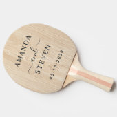 Raquette De Ping Pong White Pine Couple Names with Wedding Date (Côté)