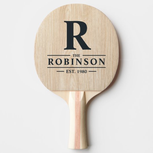 Raquette De Ping Pong White Pine Family Name & Initial (Devant)