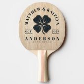 Raquette De Ping Pong White Pine Irish Lucky Clover Wedding Crest (Dos)