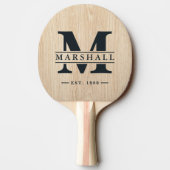 Raquette De Ping Pong White Pine Monogram & Name Overlay (Dos)