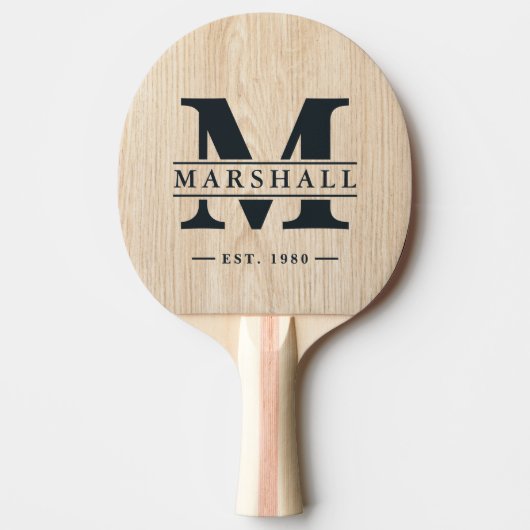 Raquette De Ping Pong White Pine Monogram & Name Overlay (Devant)