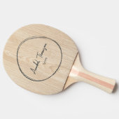 Raquette De Ping Pong White Pine Name in Drawn Circle  (Côté)