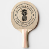 Raquette De Ping Pong White Pine Pineapple Wedding Crest & Names (Dos)