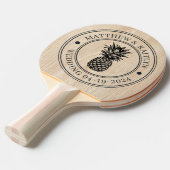 Raquette De Ping Pong White Pine Pineapple Wedding Crest & Names (Devant Angle)