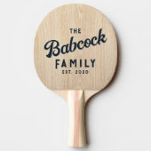 Raquette De Ping Pong White Pine Retro Family Name & Year (Dos)