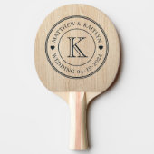 Raquette De Ping Pong White Pine Wedding Monogram Heart (Dos)