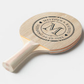 Raquette De Ping Pong White Pine Wedding Monogram Heart (Devant Angle)