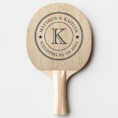 Raquette De Ping Pong White Pine Wedding Monogram Star (Dos)