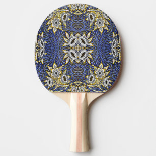 Raquette De Ping Pong William Morris Blue et Gold Tulip Willow Design