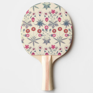 Raquette De Ping Pong William Morris Daisy Motif Floral Rouge Orange
