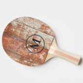 Raquette De Ping Pong Worn Barn Wood Monogram (Côté)
