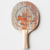 Raquette De Ping Pong Worn Barn Wood Name in Drawn Circle (Dos)