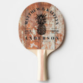 Raquette De Ping Pong Worn Barn Wood Tropical Pineapple Wedding Crest (Devant)