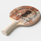 Raquette De Ping Pong Worn Barn Wood Tropical Pineapple Wedding Crest (Devant Angle)