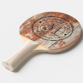 Raquette De Ping Pong Worn Barn Wood Wedding Monogram (Devant Angle)