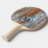 Raquette De Ping Pong Worn Blue Wash Wood Monogram (Devant Angle)