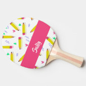 Raquette De Ping Pong Yellow pencils and scrabbles on white (Côté)