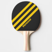 Raquette De Ping Pong Yellowjacket rétro Trois bandes avec nom (Devant)