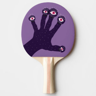 Raquette De Ping Pong Yeux déplaisants à regarder la main violet Horreur