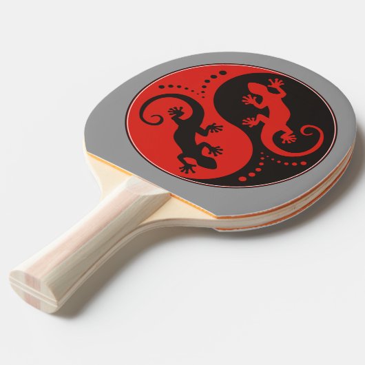 Raquette De Ping Pong YIN & YANG Geckos black red + your background idea (Devant Angle)