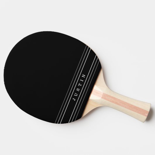 Raquette De Ping Pong Your Custom Text & Modern Stripes | Black & White (Côté)