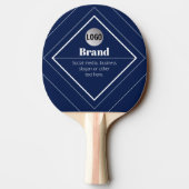 Raquette De Ping Pong Your Logo & Customizable Modern Design | Navy Blue (Dos)