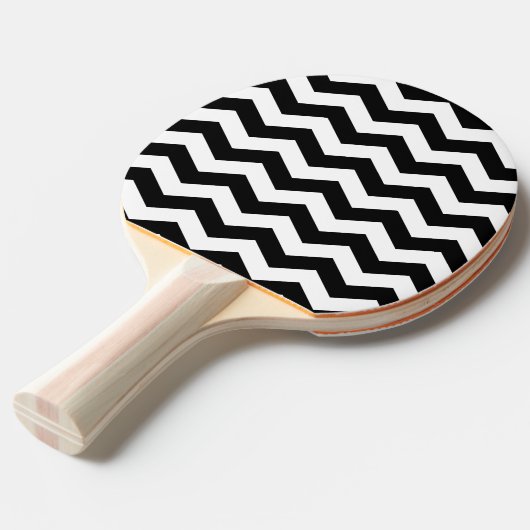Raquette De Ping Pong Zigzag Chevron Noir Et Blanc (Devant Angle)