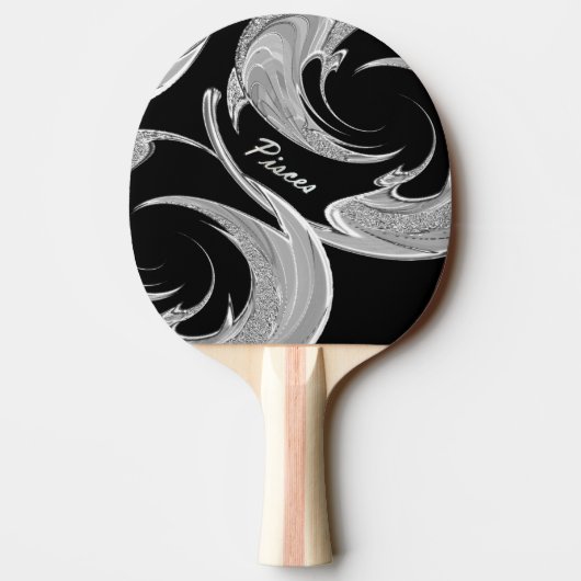 Raquette De Ping Pong Zodiac Abstrait de pinces d'argent (Dos)