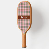 Raquettes de pickleball rayées roses - texte perso (Gauche)