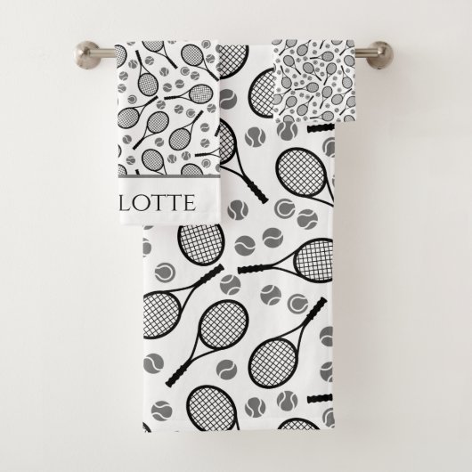 Raquettes de Tennis Noir et balles Gris Classique  (En situation)