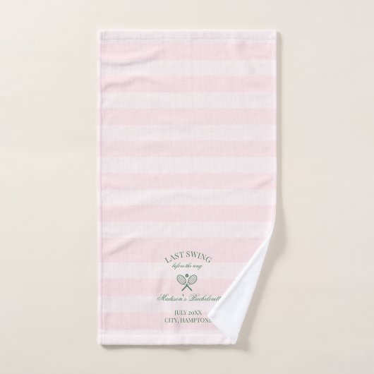 Raquettes de tennis vertes rayées de rose (Serviette à main)