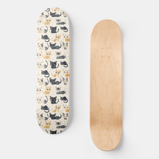 Rare Cats Pattern Skateboard (Voorkant)