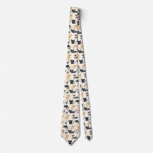 Rare Cats Pattern Stropdas (Voorkant)