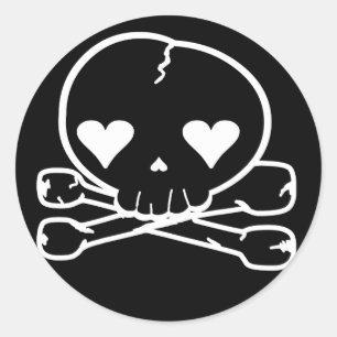 Rare cranium goth kawaii stijl ZWART Ronde Sticker