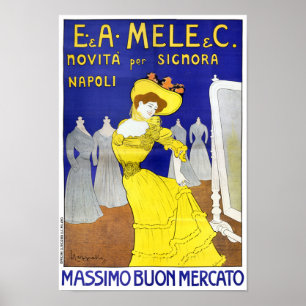 Rare E. A. Mele, Napels, Italië 1902 Vintage Poste Poster