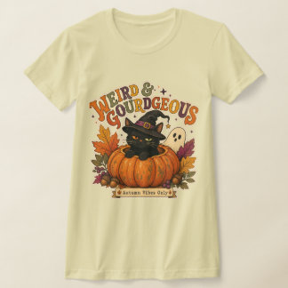 Rare en Pompoenachtige Herfst Pompoen Kat Illustra T-shirt